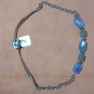 20-1/2" Blue Onyx & Oxidized Sterling Silver